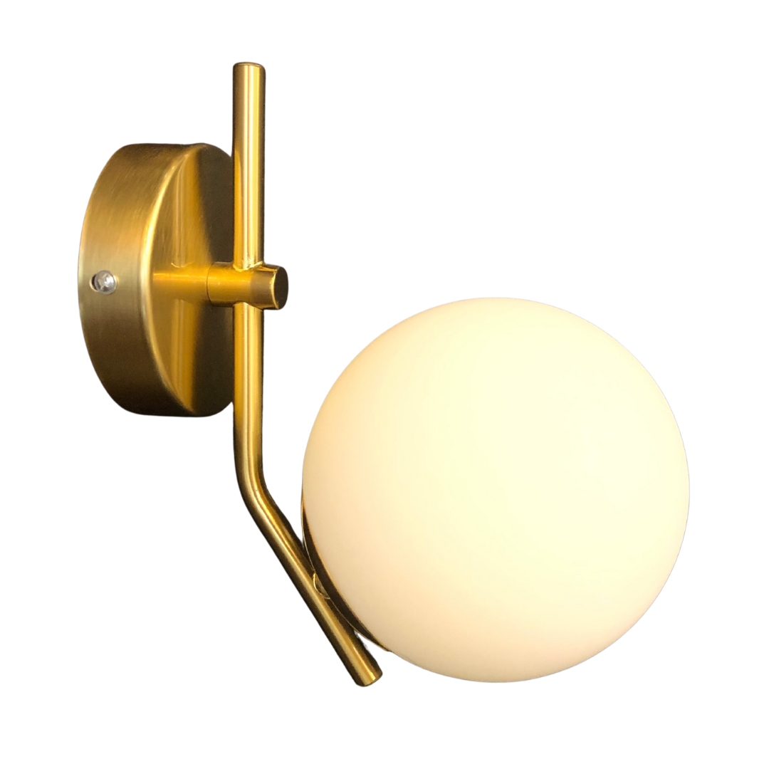 LÁMPARA PARED VINTAGE ESFERA OPALIZADO BLANCO 1 LUZ