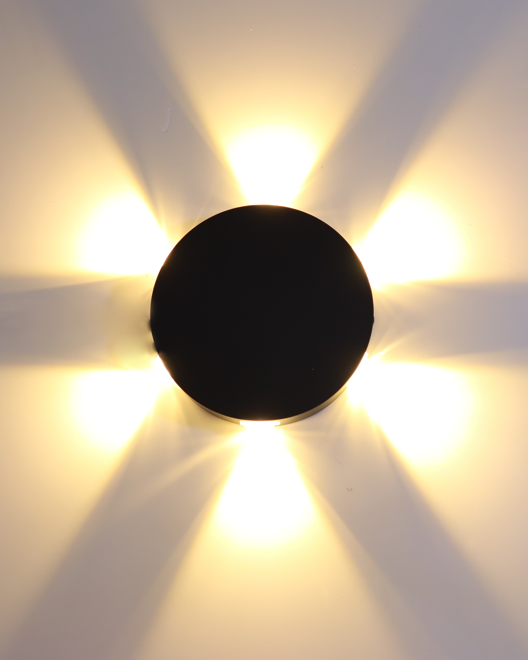 BLACK CIRCULAR WALL BATH LAMP MIRROR 6 LIGHTS 