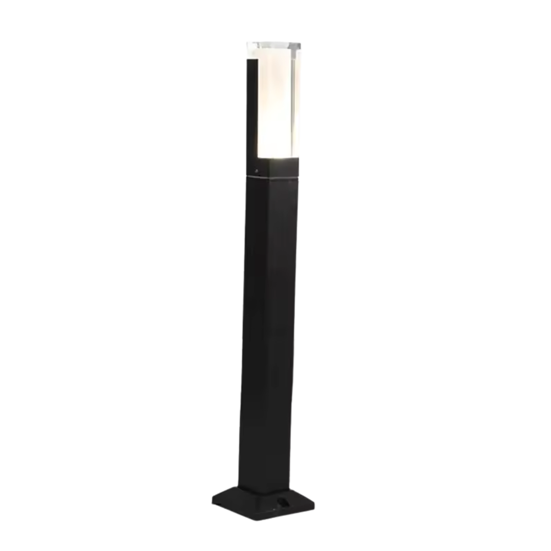 LÁMPARA SENDERO POSTE RECTANGULAR NEGRO 1 LUZ