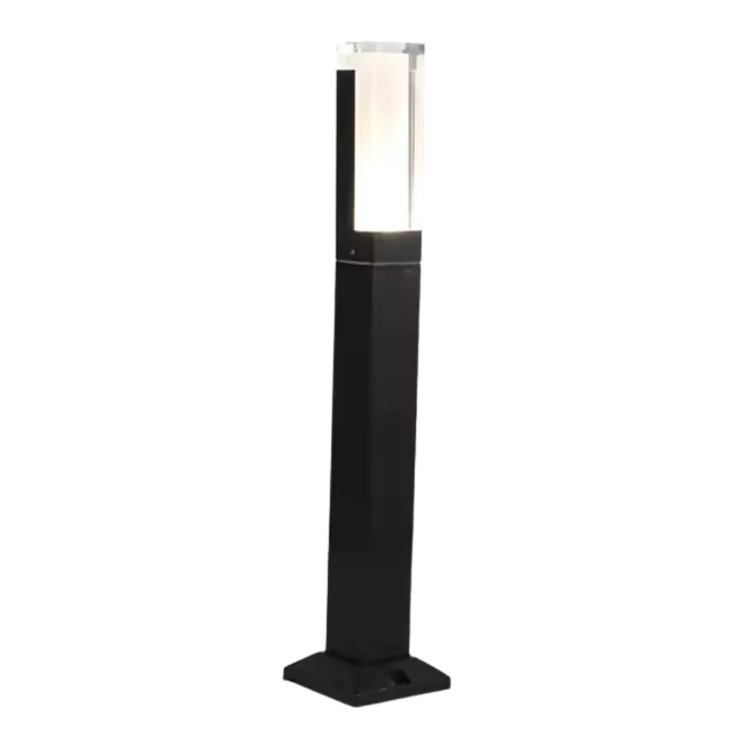 LÁMPARA SENDERO POSTE RECTANGULAR NEGRO 1 LUZ