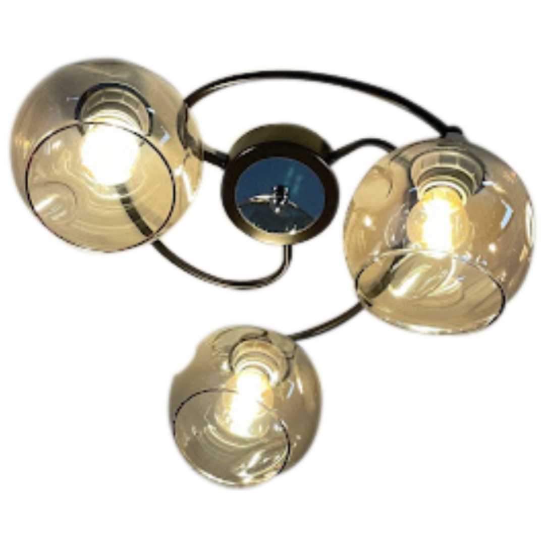 VINTAGE LAMP AMBER SPIRAL BASE 3 LIGHTS 