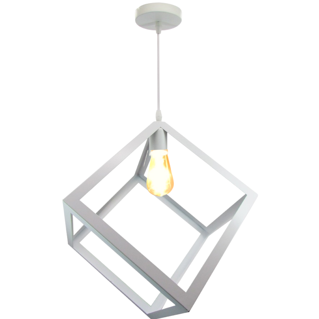 LÁMPARA VINTAGE CUBO GRANDE BLANCO 1 LUZ