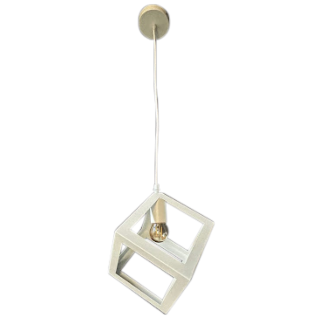 VINTAGE WHITE CUBE LAMP 1 LIGHT 