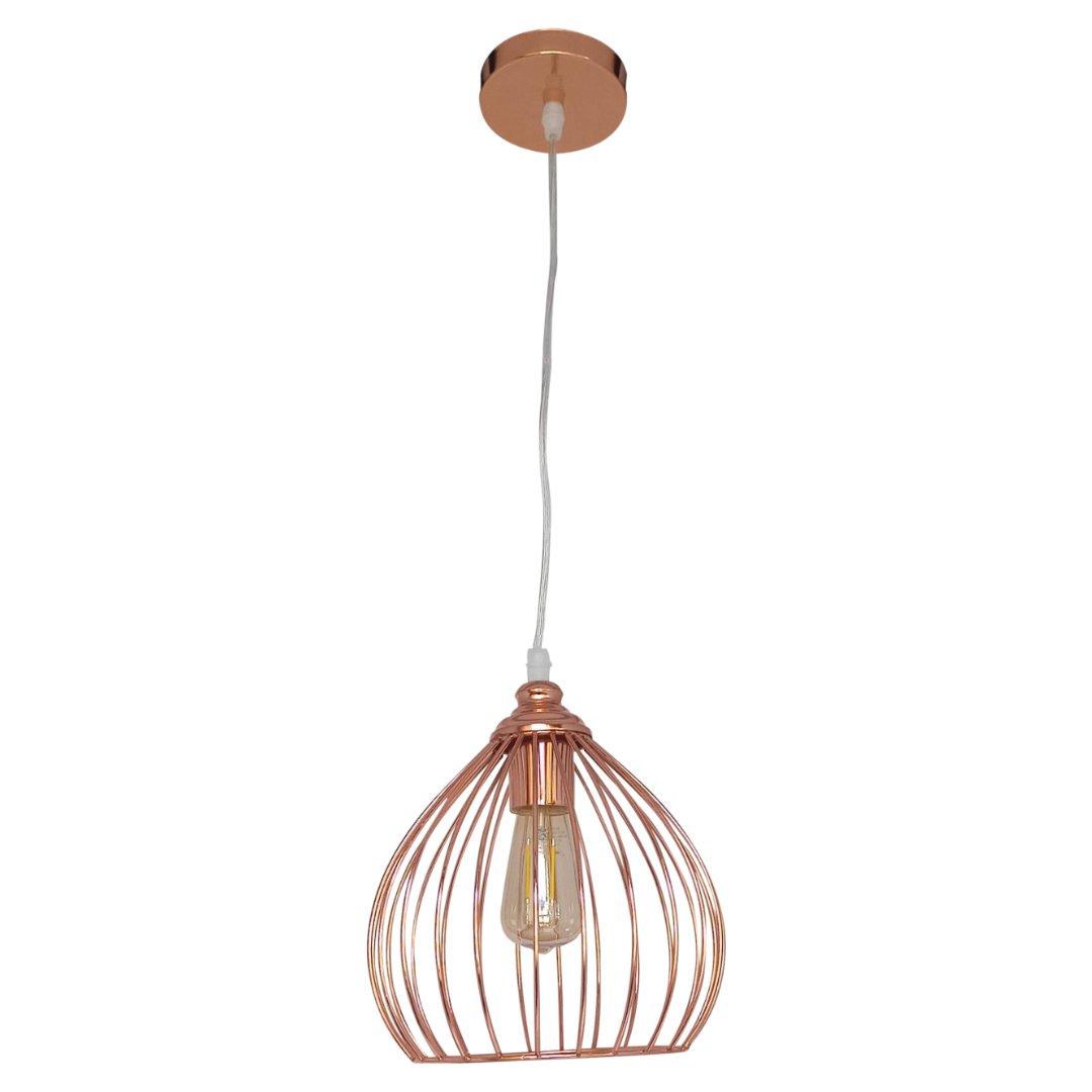 LÁMPARA VINTAGE CANASTILLA ORO ROSA 1 LUZ