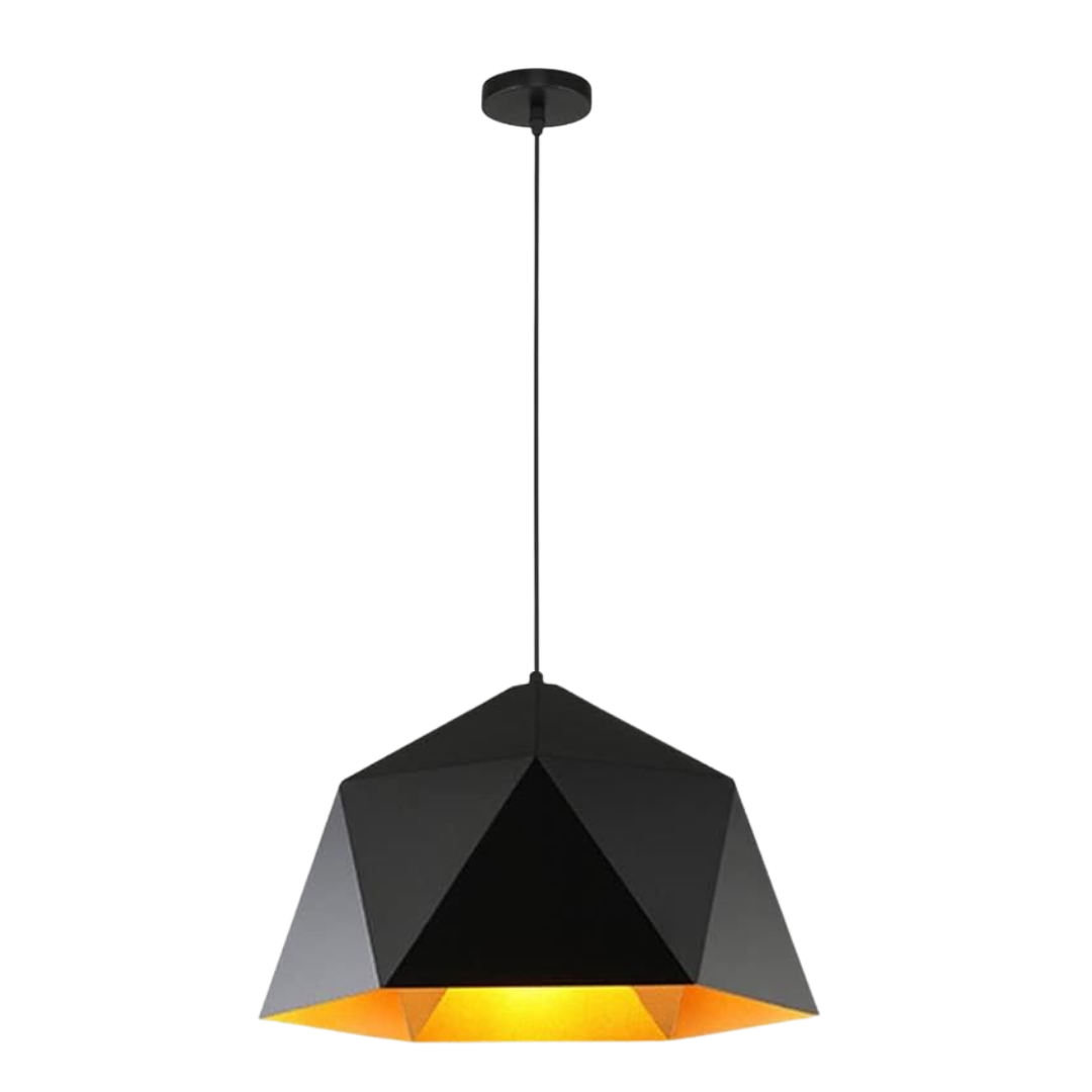 LÁMPARA VINTAGE CAMPANA HEXÁGONO NEGRO 1 LUZ