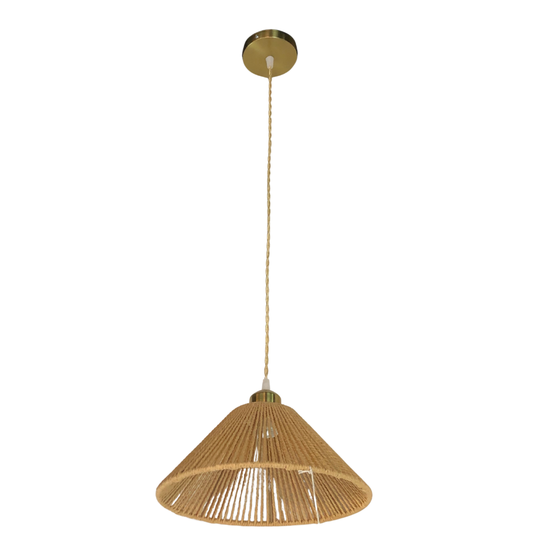 LÁMPARA VINTAGE CAMPANA DE RATTAN BEIGE 1 LUZ