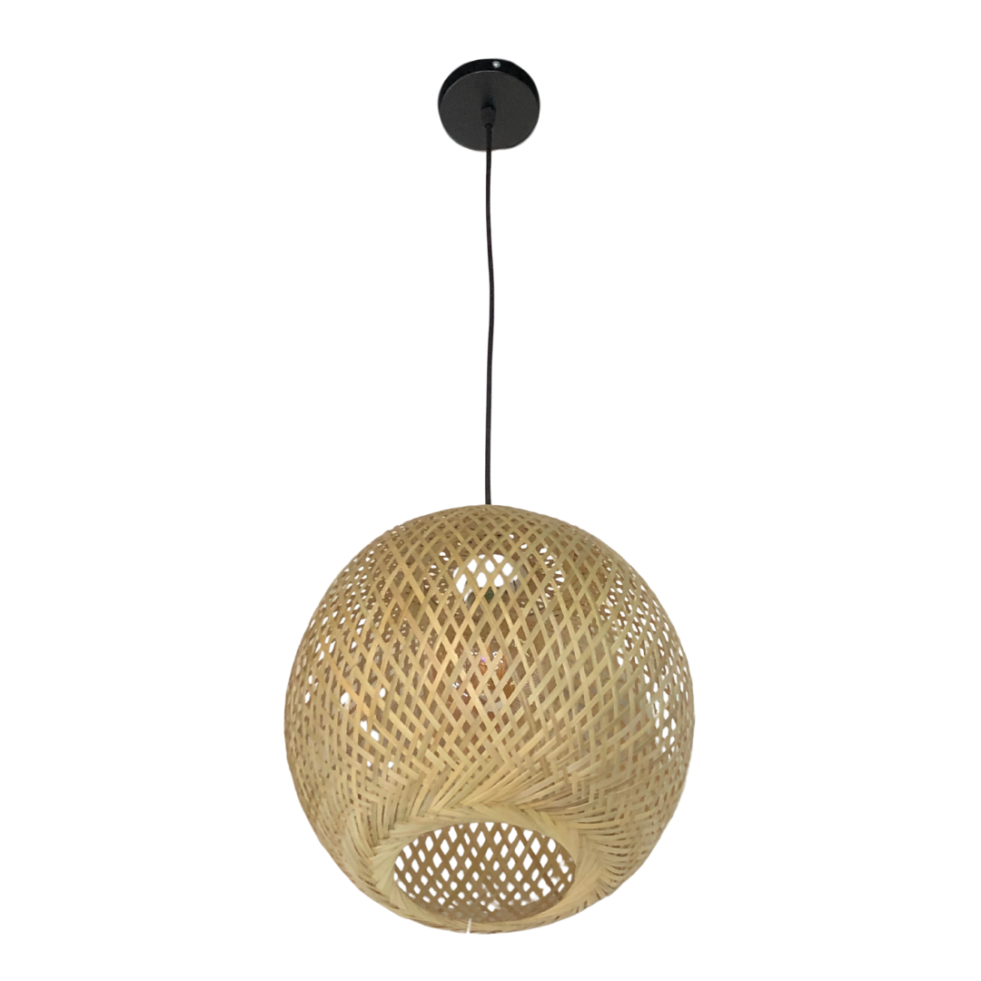 LÁMPARA VINTAGE ESFERA DE RATTAN BEIGE 1 LUZ