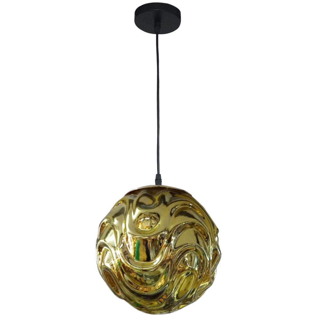 VINTAGE GOLDEN CORRUGATED SPHERE LAMP 1 LIGHT 